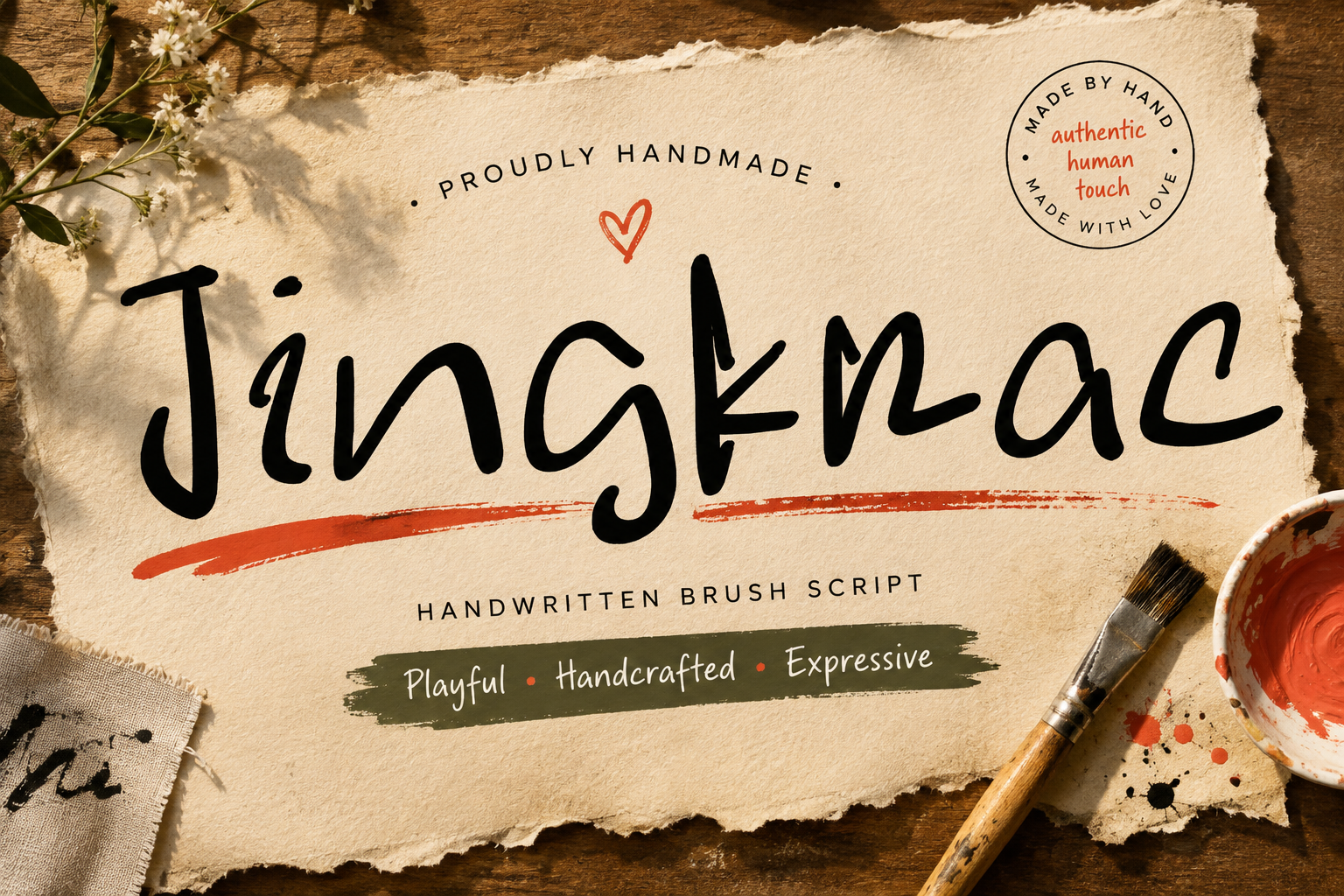 Jingkracs font specimen - handwritten typeface